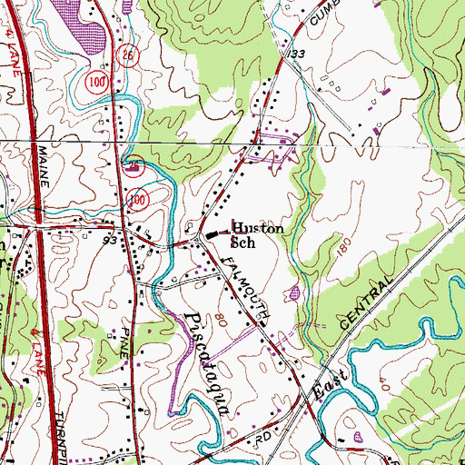 Topographic Map of Huston School, ME
