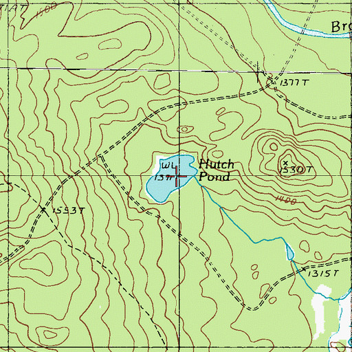Topographic Map of Hutch Pond, ME
