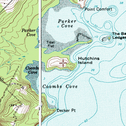 Topographic Map of Hutchins Island, ME