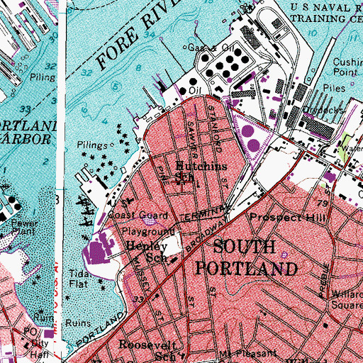 Topographic Map of Hutchins School, ME