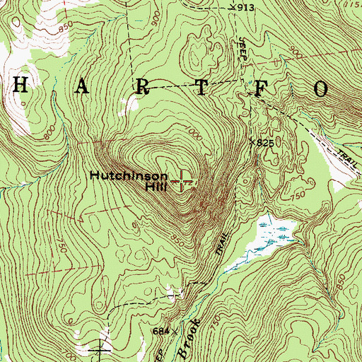 Topographic Map of Hutchinson Hill, ME