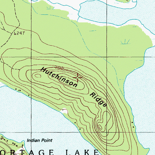 Topographic Map of Hutchinson Ridge, ME