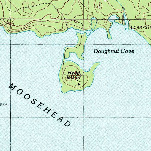 Topographic Map of Hyde Island, ME