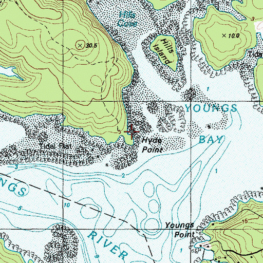 Topographic Map of Hyde Point, ME