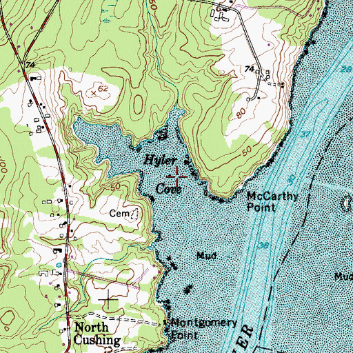 Topographic Map of Hyler Cove, ME