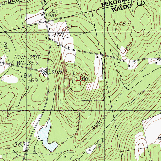 Topographic Map of Ide Hill, ME