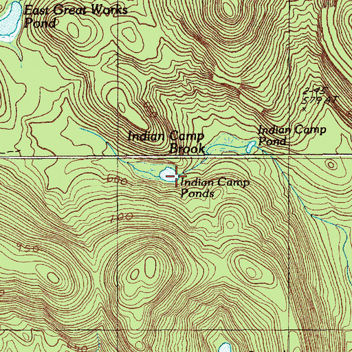 Topographic Map of Indian Camp Ponds, ME