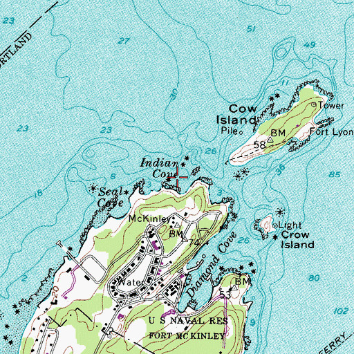 Topographic Map of Indian Cove, ME