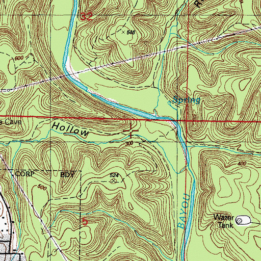Topographic Map of Bone Cave Hollow, AR