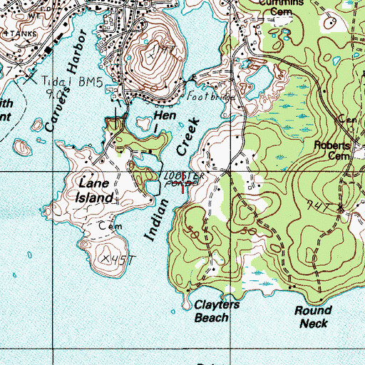 Topographic Map of Indian Creek, ME