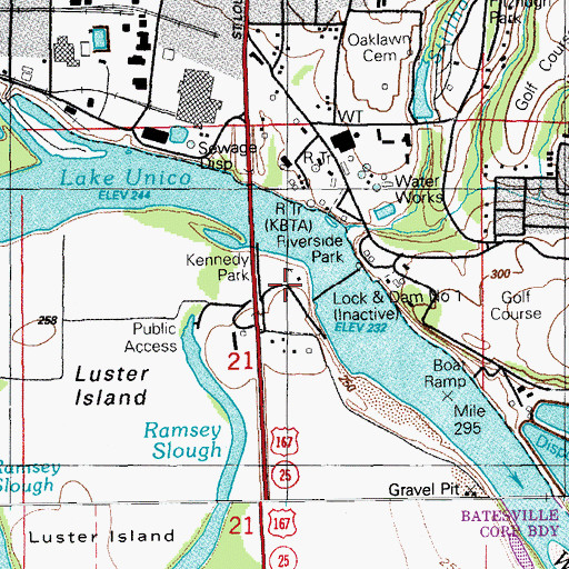 Topographic Map of Kennedy Park, AR