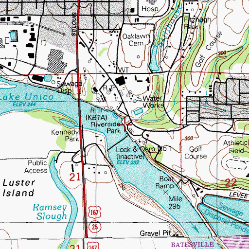 Topographic Map of Riverside Park, AR