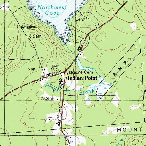 Topographic Map of Indian Point, ME