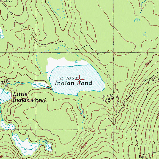 Topographic Map of Indian Pond, ME