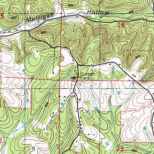Topographic Map of Duncan Cemetery, AR