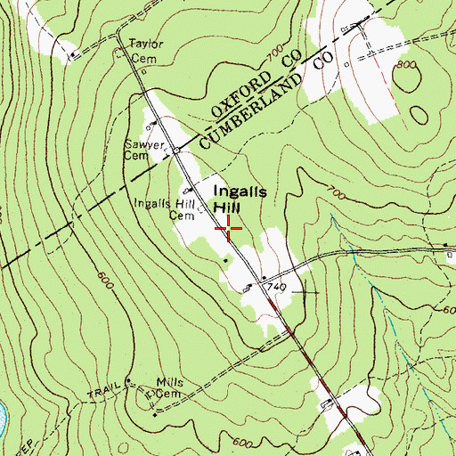 Topographic Map of Ingalls Hill, ME