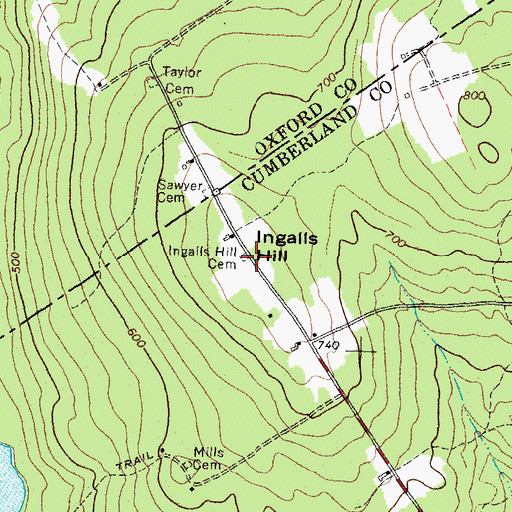 Topographic Map of Ingalls Hill Cemetery, ME
