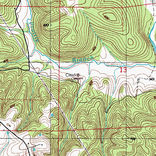 Topographic Map of Claxton Cemetery, AR