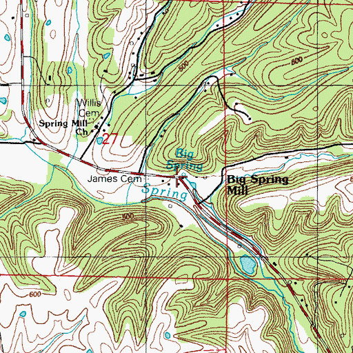 Topographic Map of Big Spring, AR