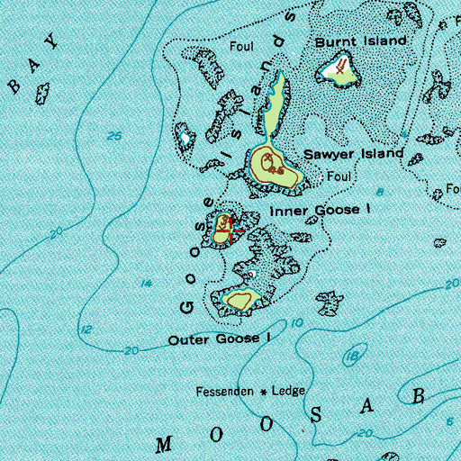 Topographic Map of Inner Goose Island, ME