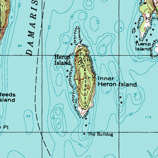Topographic Map of Inner Heron Island, ME