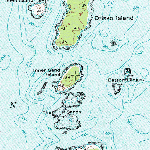 Topographic Map of Inner Sand Island, ME