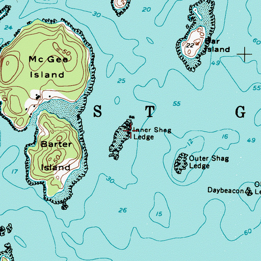 Topographic Map of Inner Shag Ledge, ME
