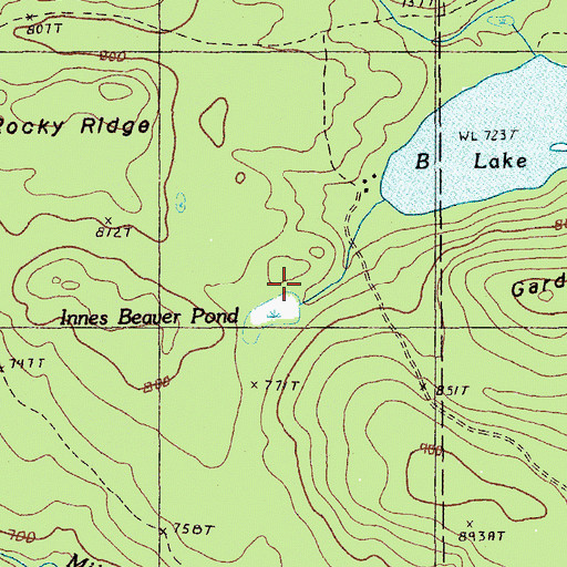 Topographic Map of Innes Beaver Pond, ME
