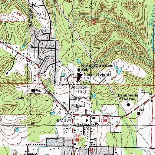 Topographic Map of North Heights Church of Christ, AR