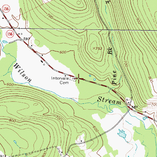 Topographic Map of Intervale Cemetery, ME
