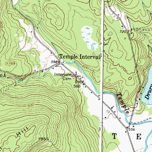 Topographic Map of Intervale Cemetery, ME