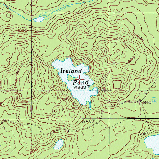 Topographic Map of Ireland Pond, ME