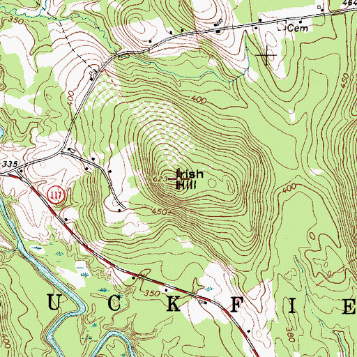 Topographic Map of Irish Hill, ME