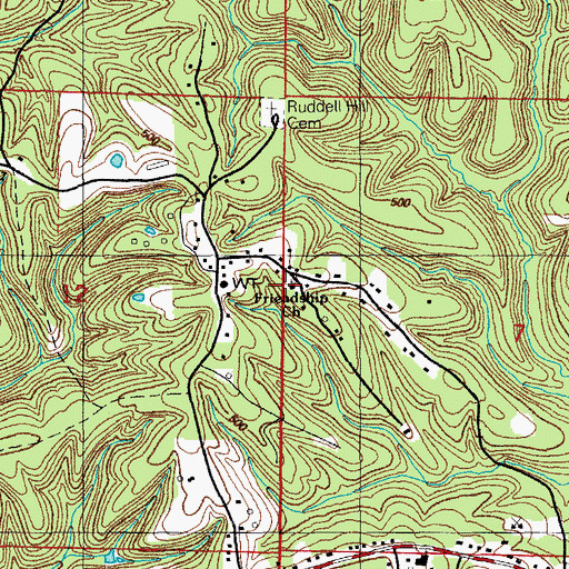 Topographic Map of Friendship Baptist Church, AR