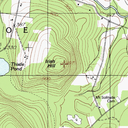 Topographic Map of Irish Hill, ME