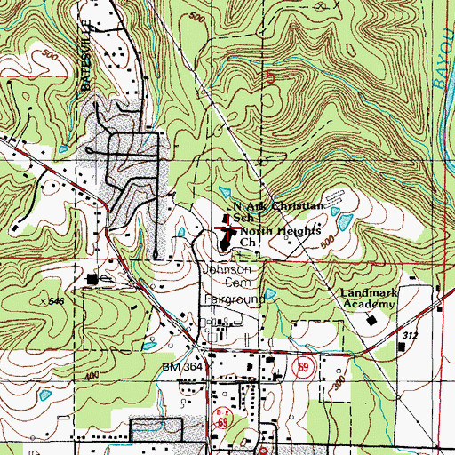 Topographic Map of North Arkansas Christian School, AR