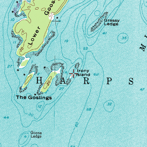 Topographic Map of Irony Island, ME