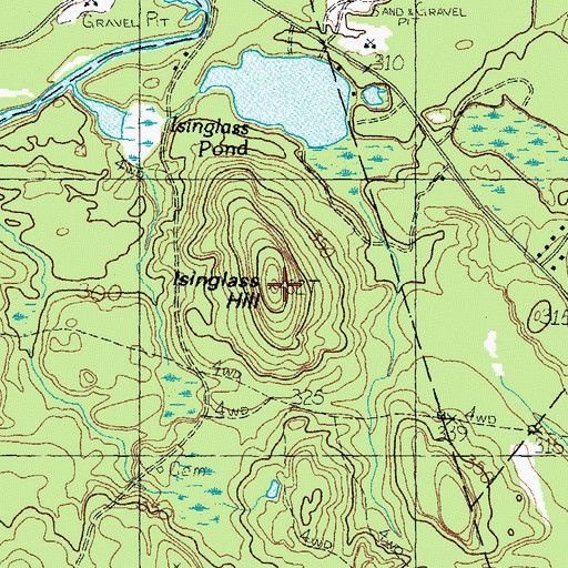 Topographic Map of Isinglass Hill, ME