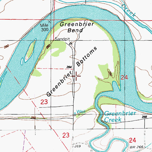 Topographic Map of Greenbrier Bottoms, AR
