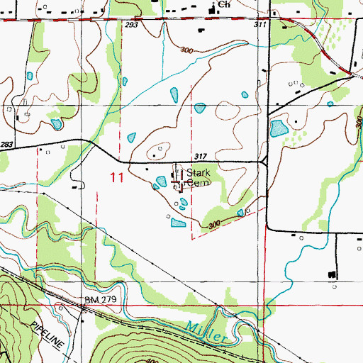 Topographic Map of Stark Cemetery, AR