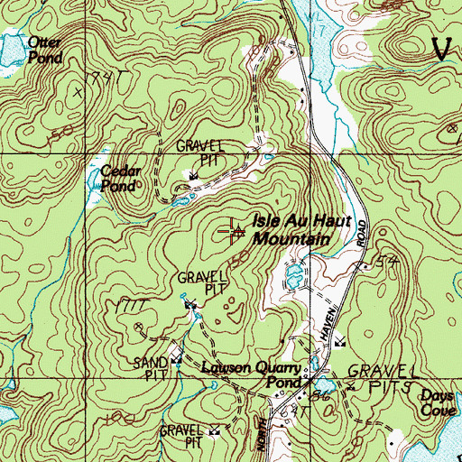 Topographic Map of Isle Au Haut Mountain, ME