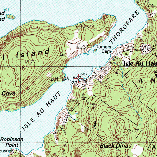 Topographic Map of Isle Au Haut Thorofare, ME