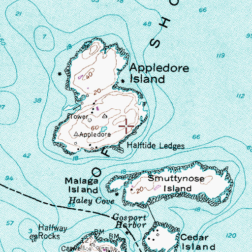 Topographic Map of Isles of Shoals, ME