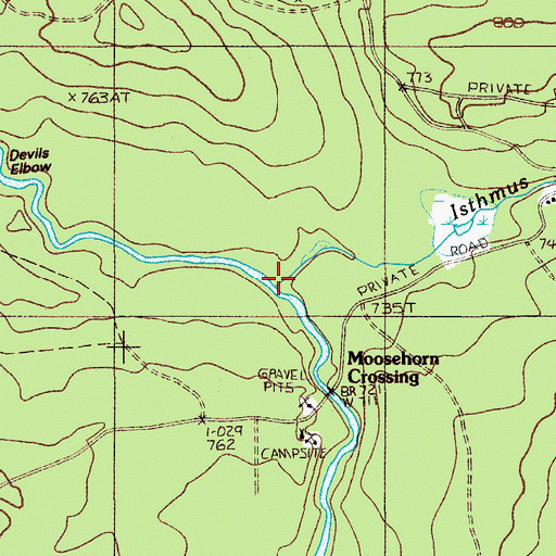 Topographic Map of Isthmus Brook, ME