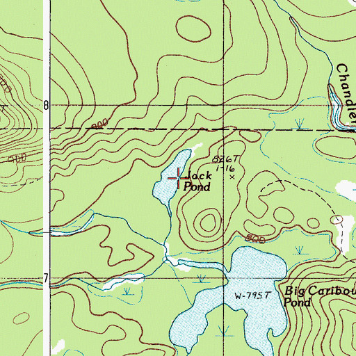 Topographic Map of Jack Pond, ME