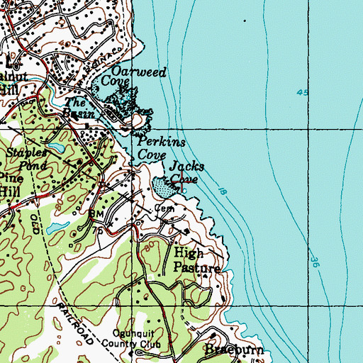 Topographic Map of Jacks Cove, ME