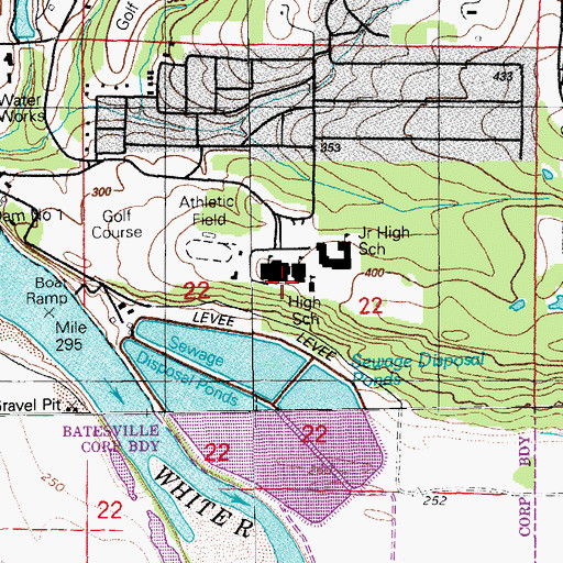 Topographic Map of Batesville Senior High School, AR