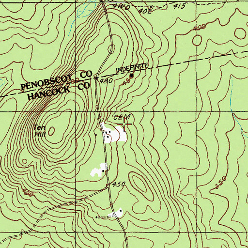 Topographic Map of Jackson Cemetery, ME