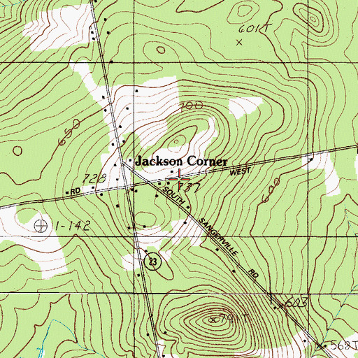 Topographic Map of Jackson Corner School, ME