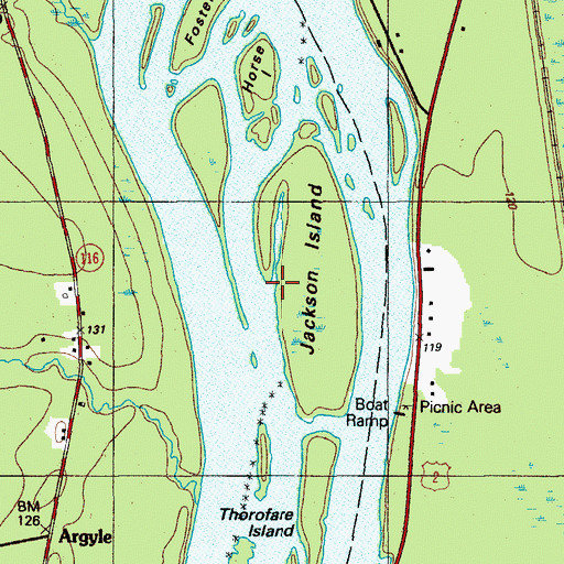 Topographic Map of Jackson Island, ME